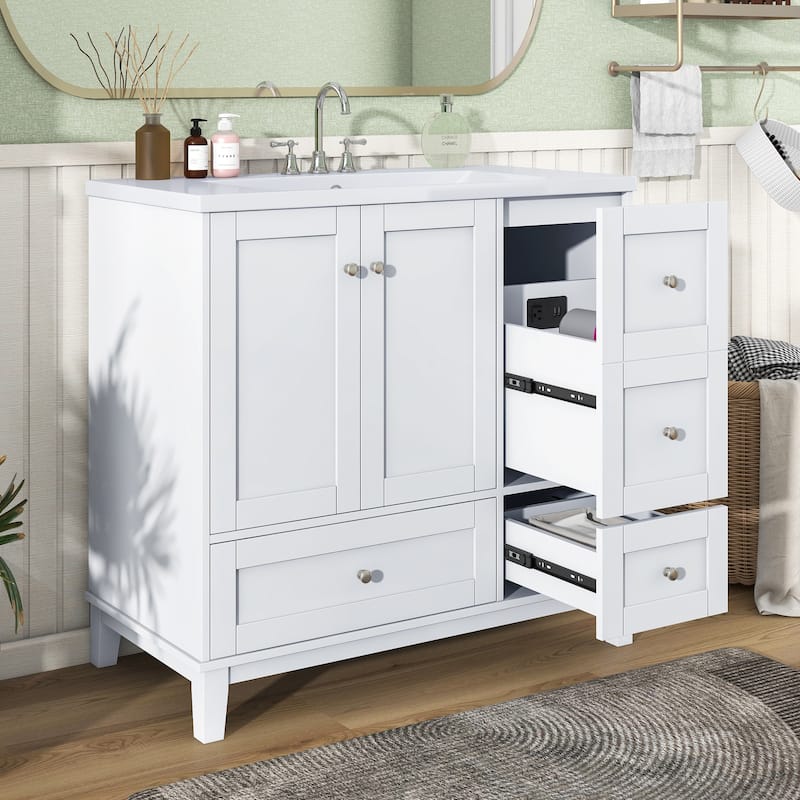 36 Inch Modern Bathroom Vanity with USB Charging