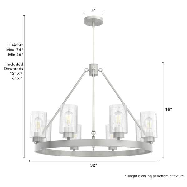 dimension image slide 2 of 9, Hunter Hartland Wagon Wheel Chandelier - Dining Room, Kitchen, Entry - Modern Farmhouse, Industrial