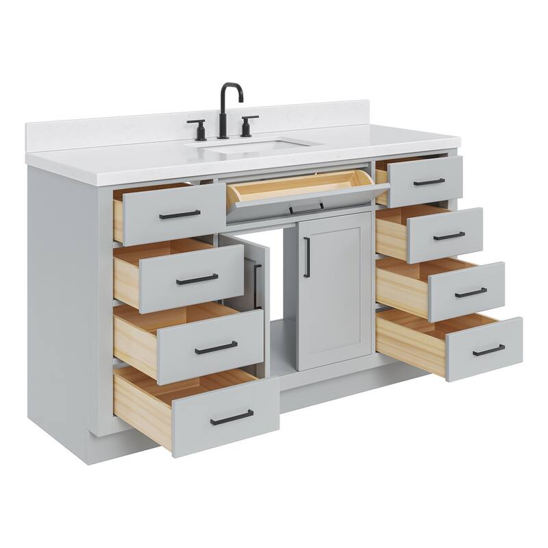 Ariel T060SCQRVO Hepburn 60" Free Standing Single Basin Vanity Set