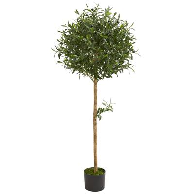 Artificial Olive Tree 5ft - Realistic Topiary Indoor Plant DÃ©cor - Home Living Room Accent Tree - 5ft.