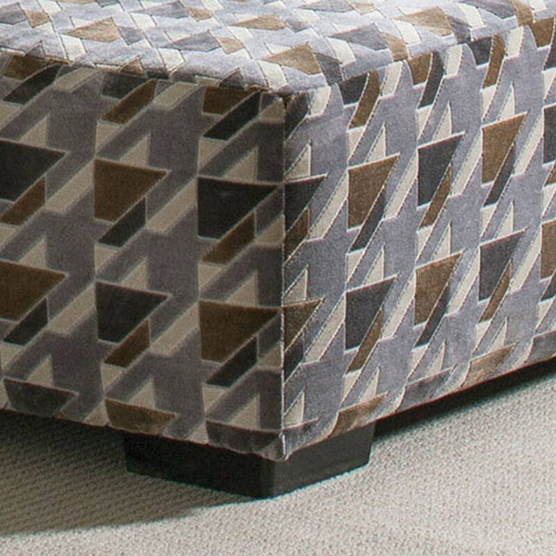 Hym Transitional Grey Solid Wood Padded Geometric Print Cocktail Ottoman by Furniture of America