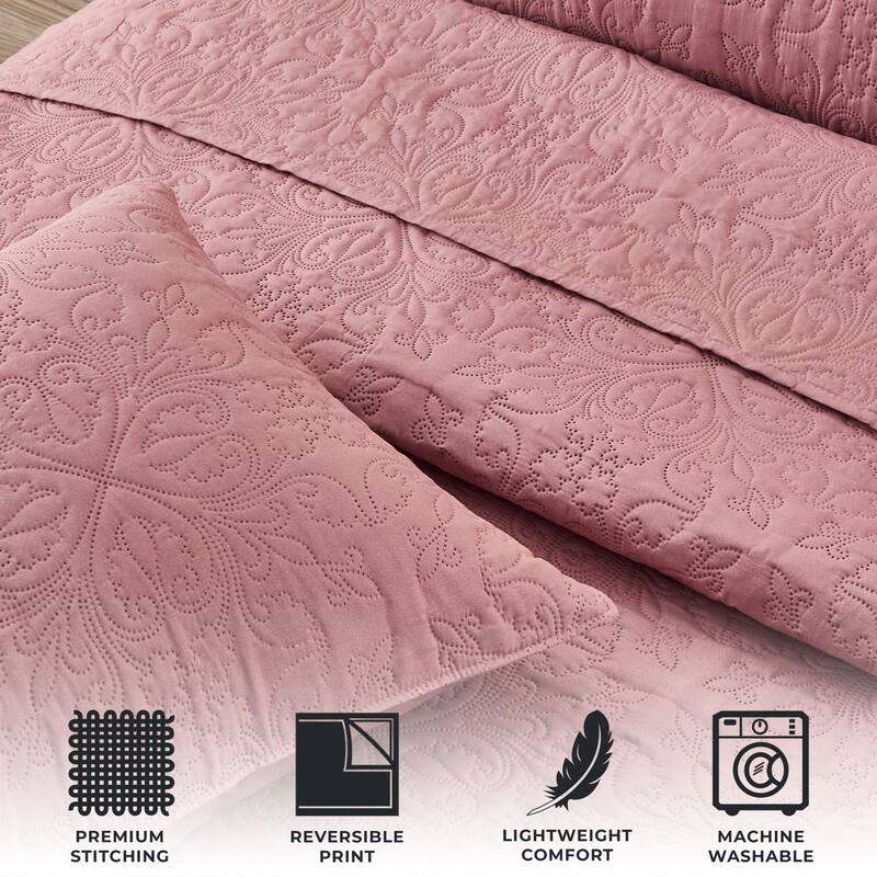 Premium Intricate Pinsonic Microfiber Quilt Set With Shams