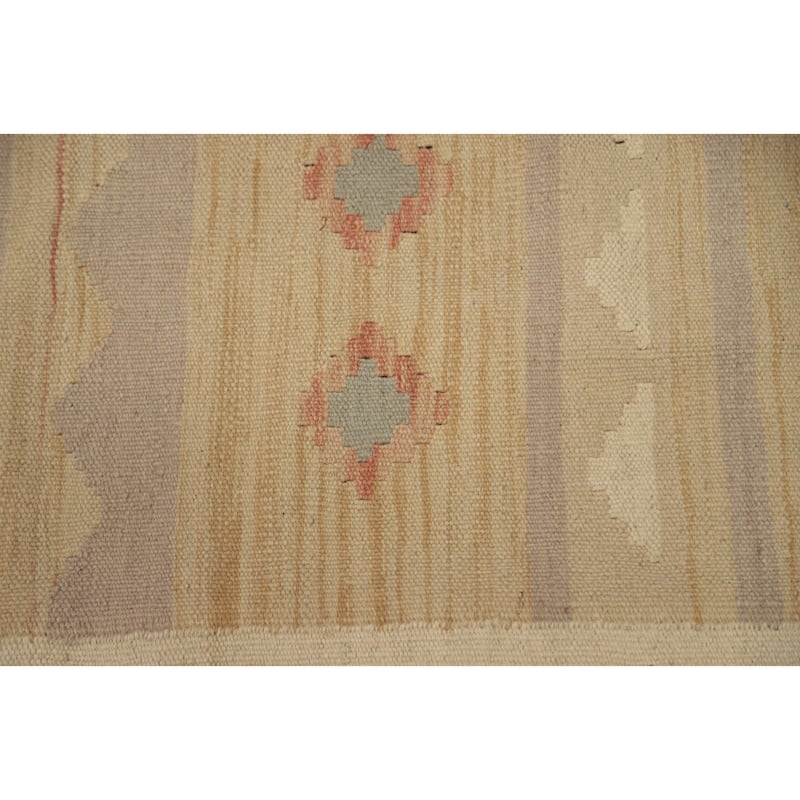 Hand Woven Oriental 100% Wool Carpet Southwestern Tribal Multi-Colored Kilim Runner Rug - 9' 6'' X 2' 7''
