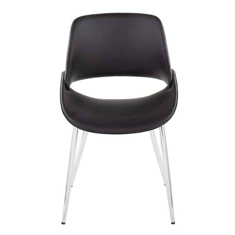 Carson Carrington Svellingen Dining Chair with Tapered Metal Legs (Set of 2) - Black Faux Leather/Chrome Metal