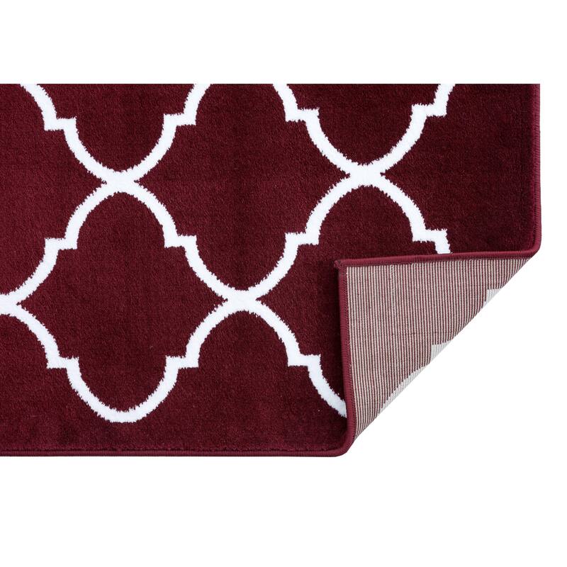SUSSEXHOME Area Rugs Modern Desing for Living Room 2 x 3 Red/White - 2' x 3'
