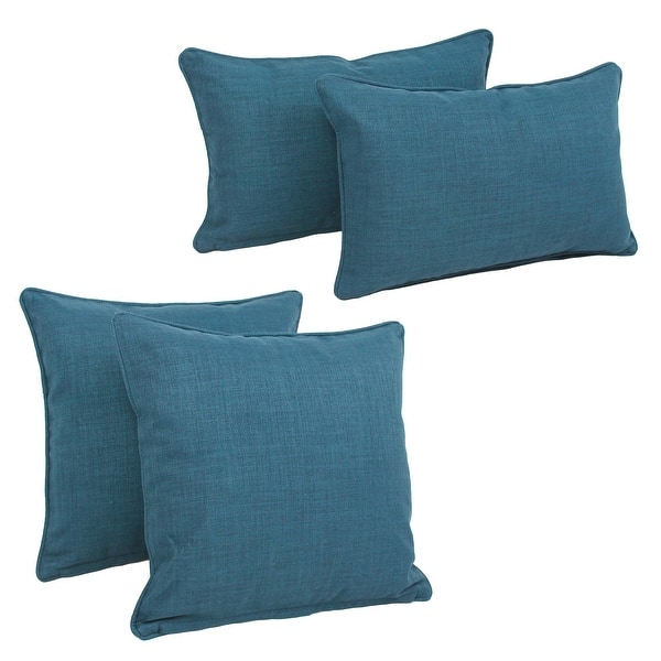 slide 2 of 4, Blazing Needles Delaney Indoor/Outdoor Throw Pillow Set (Set of 4) Sea Blue