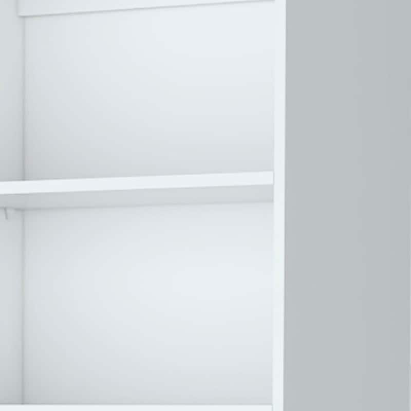 HomeRoots 71" White Wood Three Tier Bookcase with Two Doors