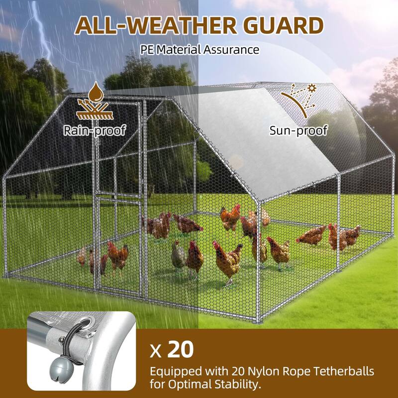 Moasis Large Metal Chicken Coop Cage with Cover Poultry Fence Outdoor,Poultry Cage for Rabbits Goose Ducks