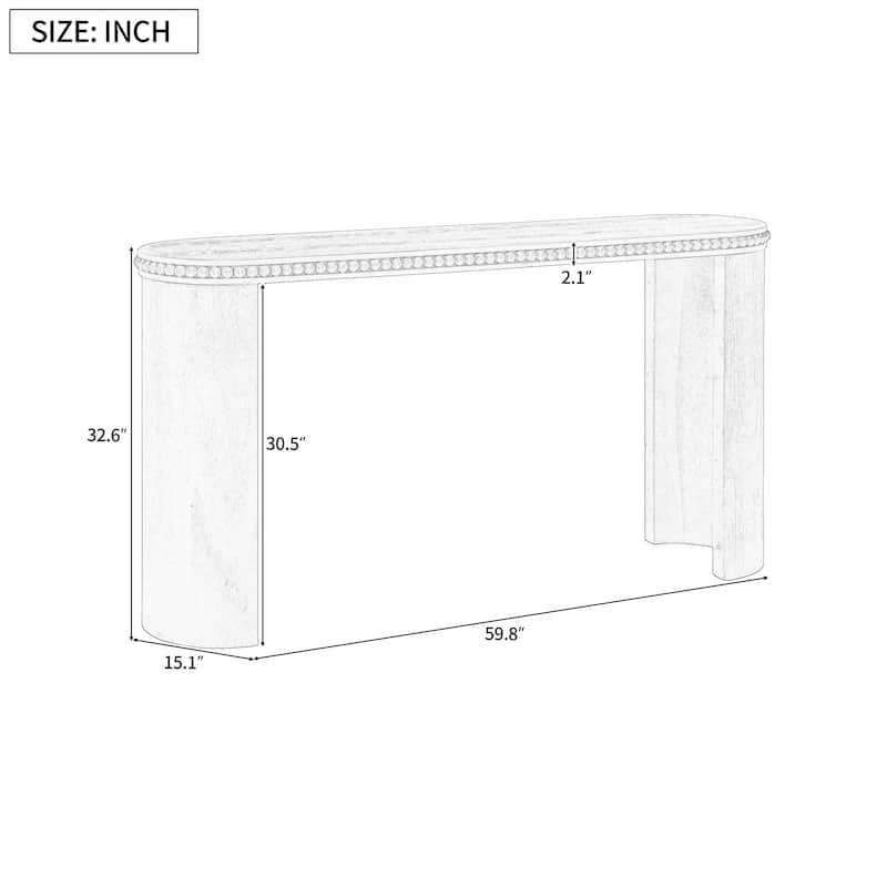 Roomfitters Vintage Console Table with Beaded Trim, Curved Legs, Wood Veneer Accent for Entryway or Living Room