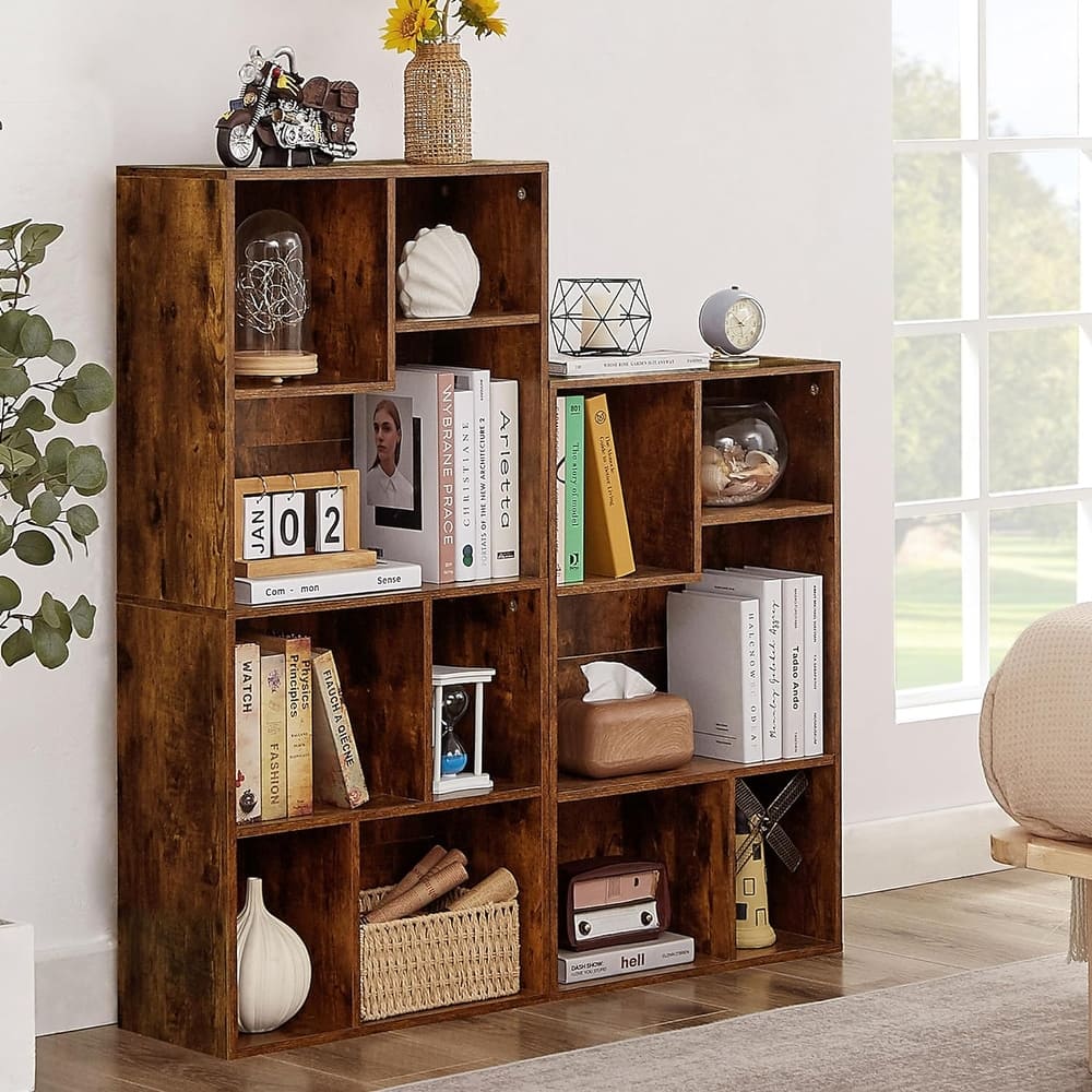 VECELO Wide Wood Organizer Bookcase Sets