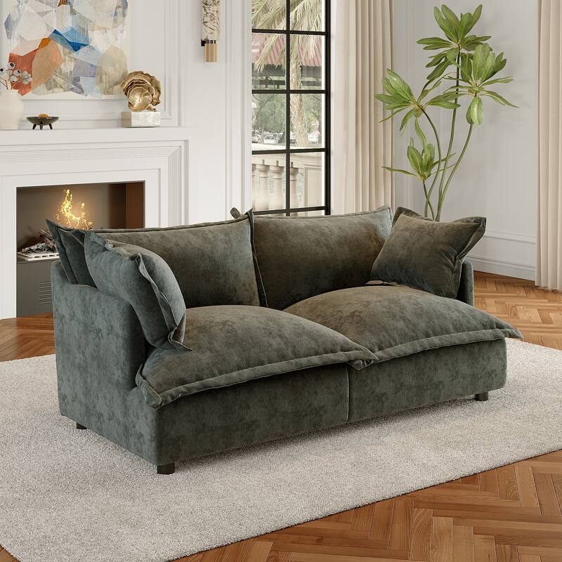 Cloud Chenille Upholstered Modular Sectional Sofa - Gray-2 piece