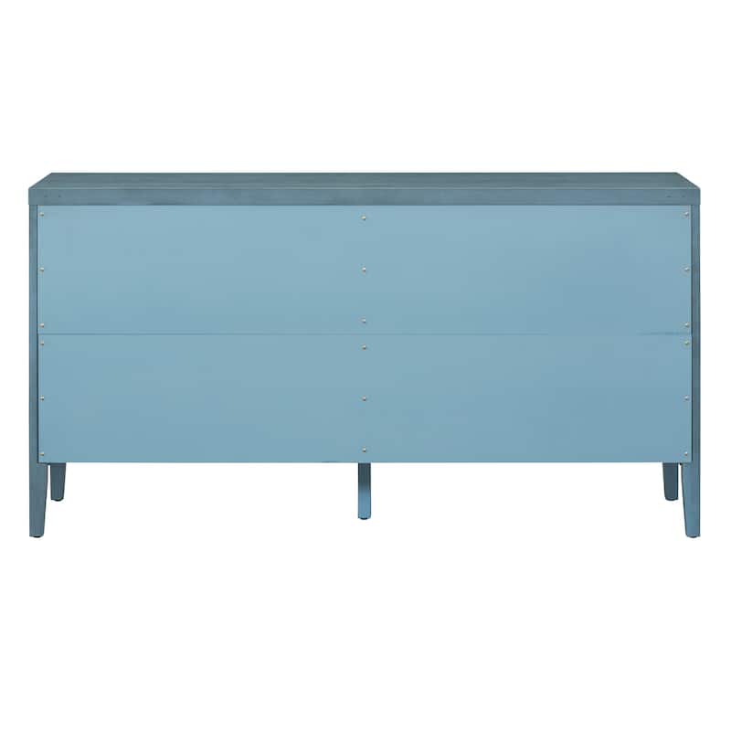 Vintage Style 4-Door Sideboard, Distressed Finish Storage Cabinet with Adjustable Shelves