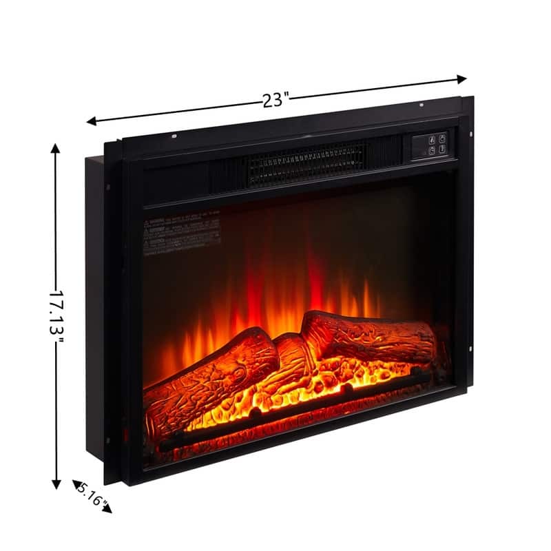 Electric Fireplace Insert with Remote Control, Ultra Thin Heater & Realistic Log Set