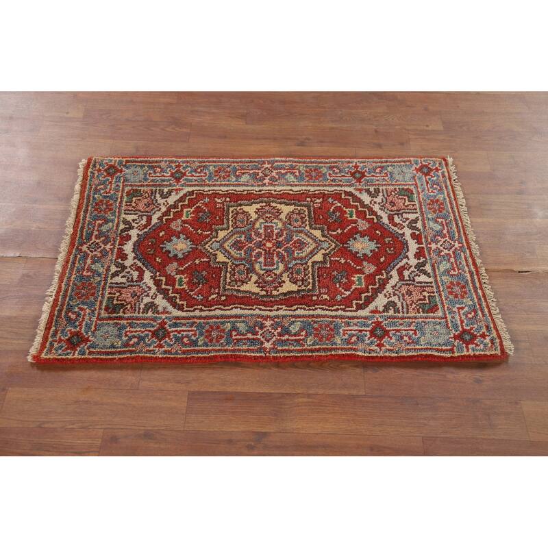 Geometric Heriz Serapi Oriental Accent Rug Hand-Knotted Wool Carpet - 2'0" x 3'0"