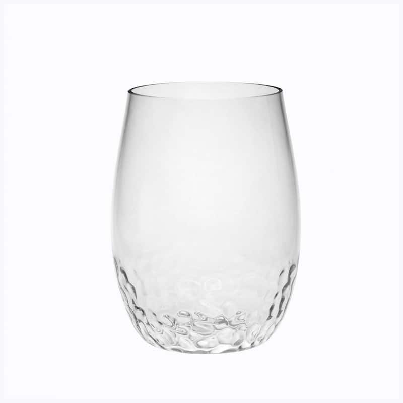 Plastic Wine Glasses Set of 4 (15oz), BPA Free Tritan Hammer Wine Glass Set, Unbreakable - Clear
