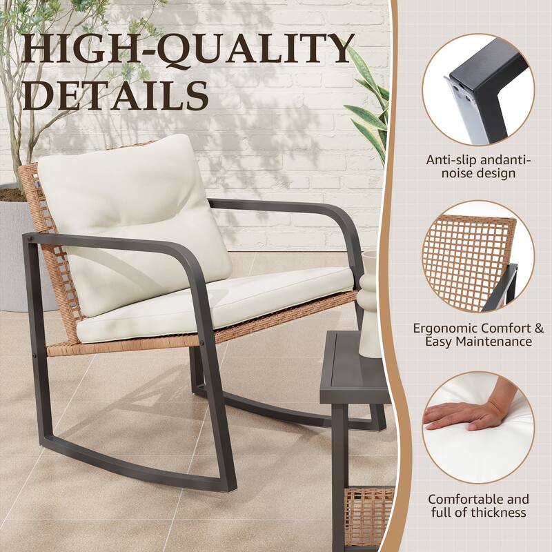 Outdoor 3 Piece Rocking Chair Furniture Chair Set