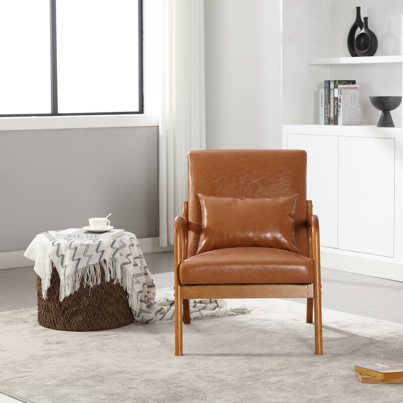 Light Brown Modern 23.2" Accent Chair with Pillow