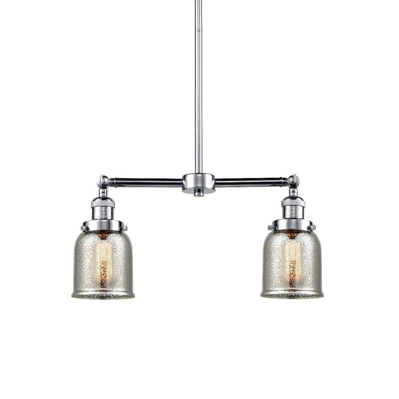 Innovations Lighting Small Bell 2 Light 21" Wide Linear Chandelier - Polished Chrome / Silver Plated Mercury