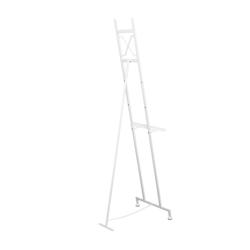 White Metal Tall Adjustable 3 Tier Display Easel with Chain Support