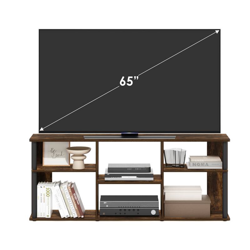 Furinno Classic TV Stand with Plastic Poles for TV up to 65-Inch