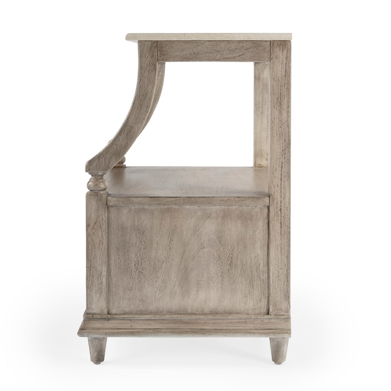 Mabel Genuine Marble and Wood 1-Drawer Nightstand