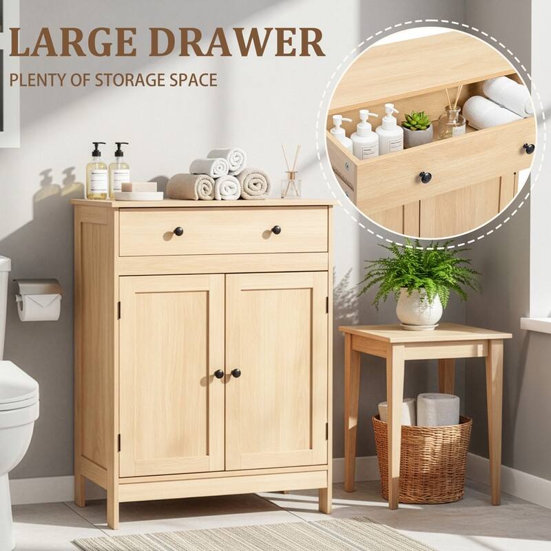 Bathroom Storage Cabinet with 2 Doors and 1 Drawer