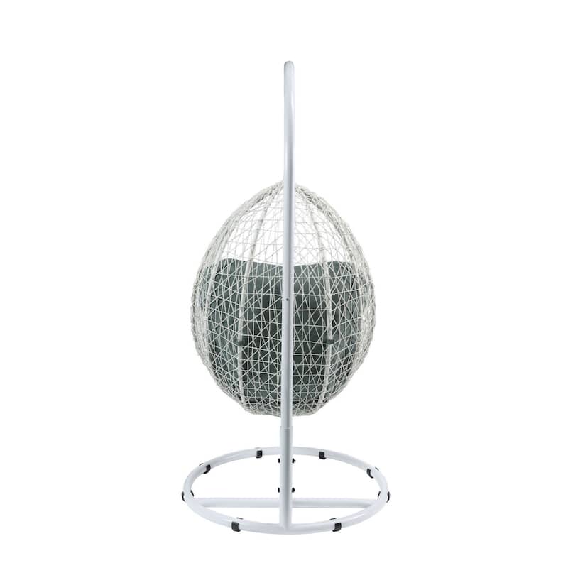 Indoor Outdoor Wicker Hanging Basket Egg Swing Chair with Steel Stand