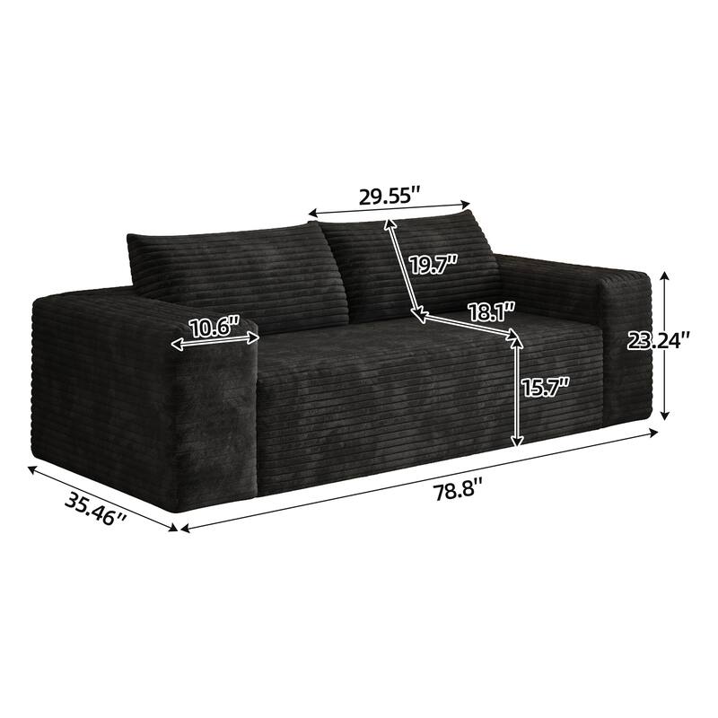 78.8" Corduroy Loveseat Sofa - Deep Seat, No Assembly Required, for Living Room, Bedroom, Apartment