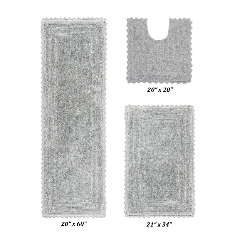 Better Trends Bath Rugs Set 100% Cotton Soft & Water Absorbent Tufted Bathroom Rug for Shower, Sink Bath Mats Lilly Crochet