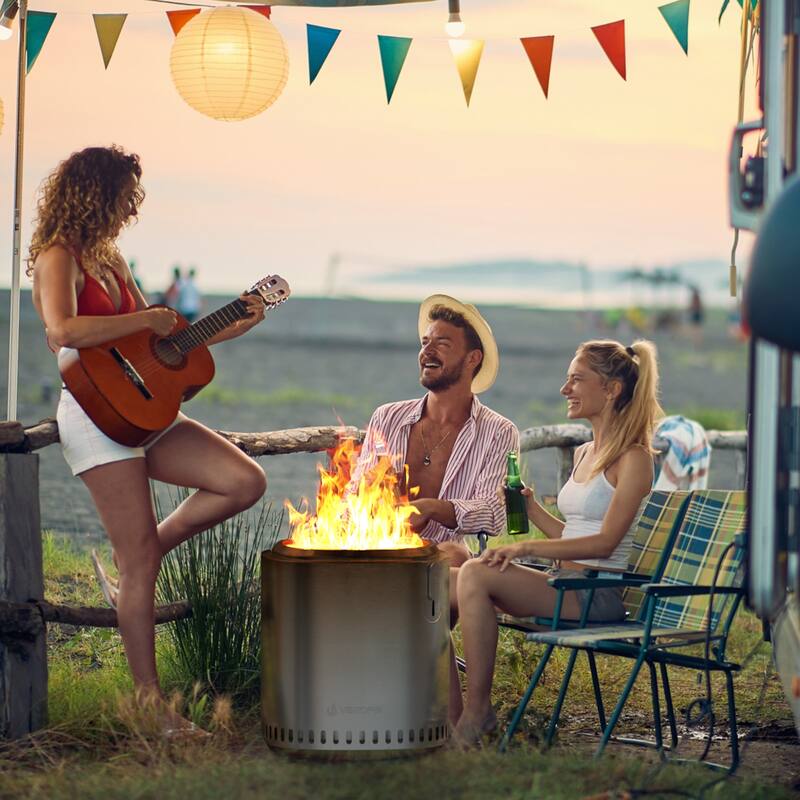 VENTOPYR Camping Bonfire Double-layer Smokeless Square Wood Burning Fire Pit Table