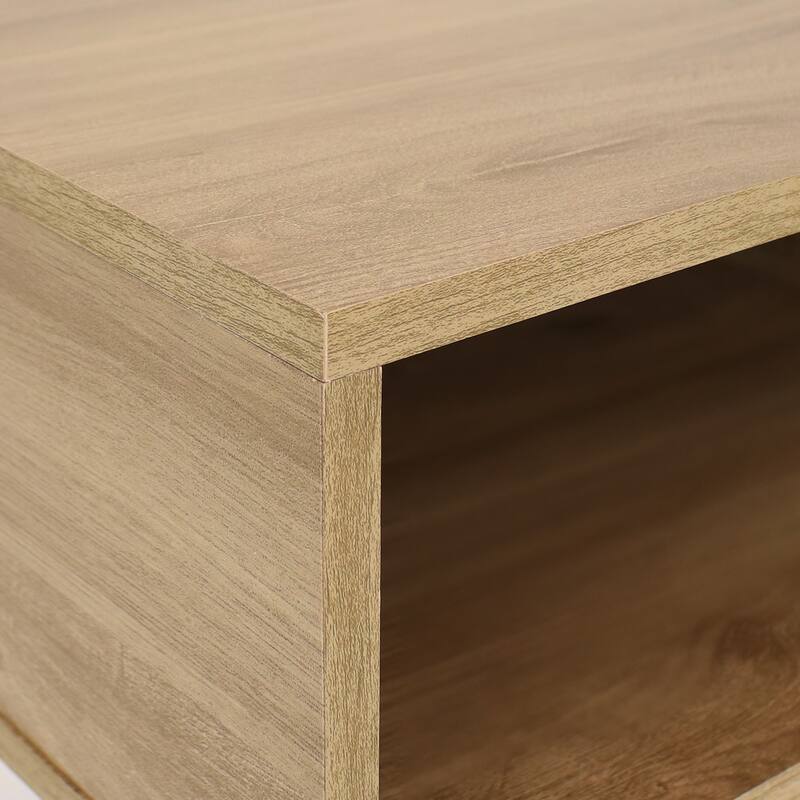 Industrial-Style MDP Side Table with Shelf - Brown - 19.75 in