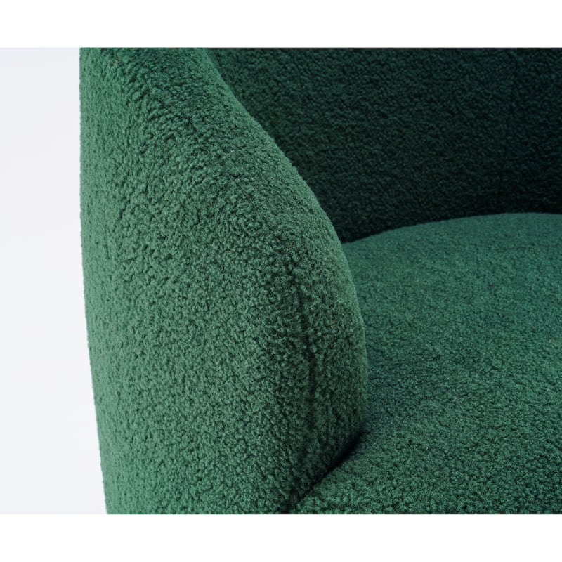 Teddy Fabric Swivel Accent Armchair Barrel Chair With Black Powder Coating Metal Ring