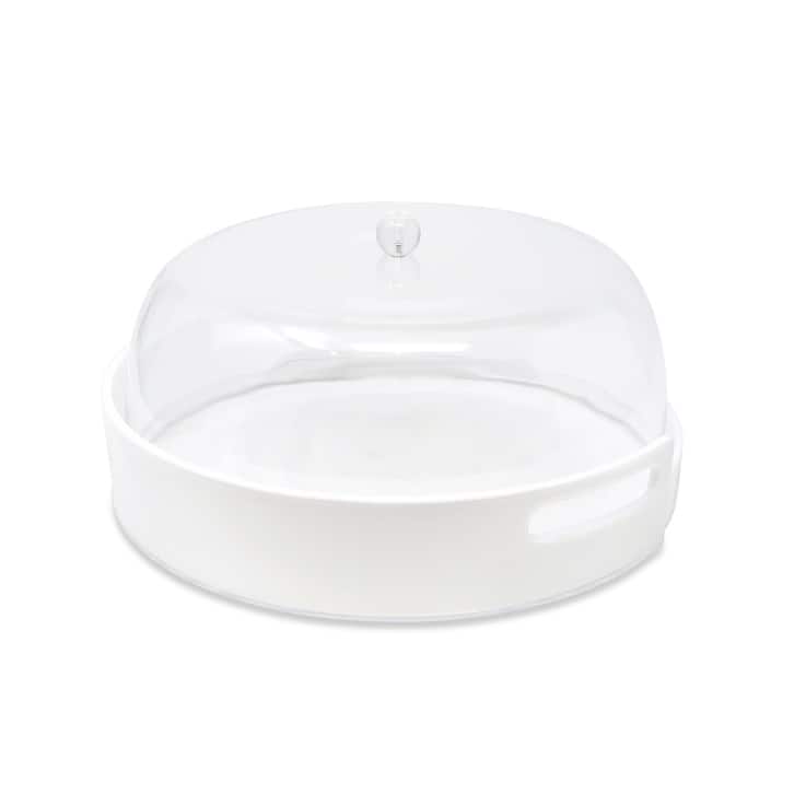 Acrylic Cake Dome with White Base, 13"D