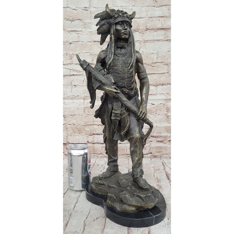 Native American Indian Warrior Bronze Metal Statue Sculpture Figure Original Art