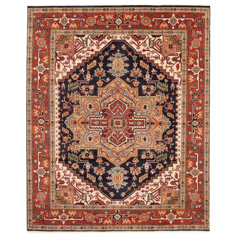 ECARPETGALLERY Hand-knotted Serapi Heritage Dark Navy Wool Rug - 8'1 x 10'0 - Dark Navy - 8'1 x 10'0