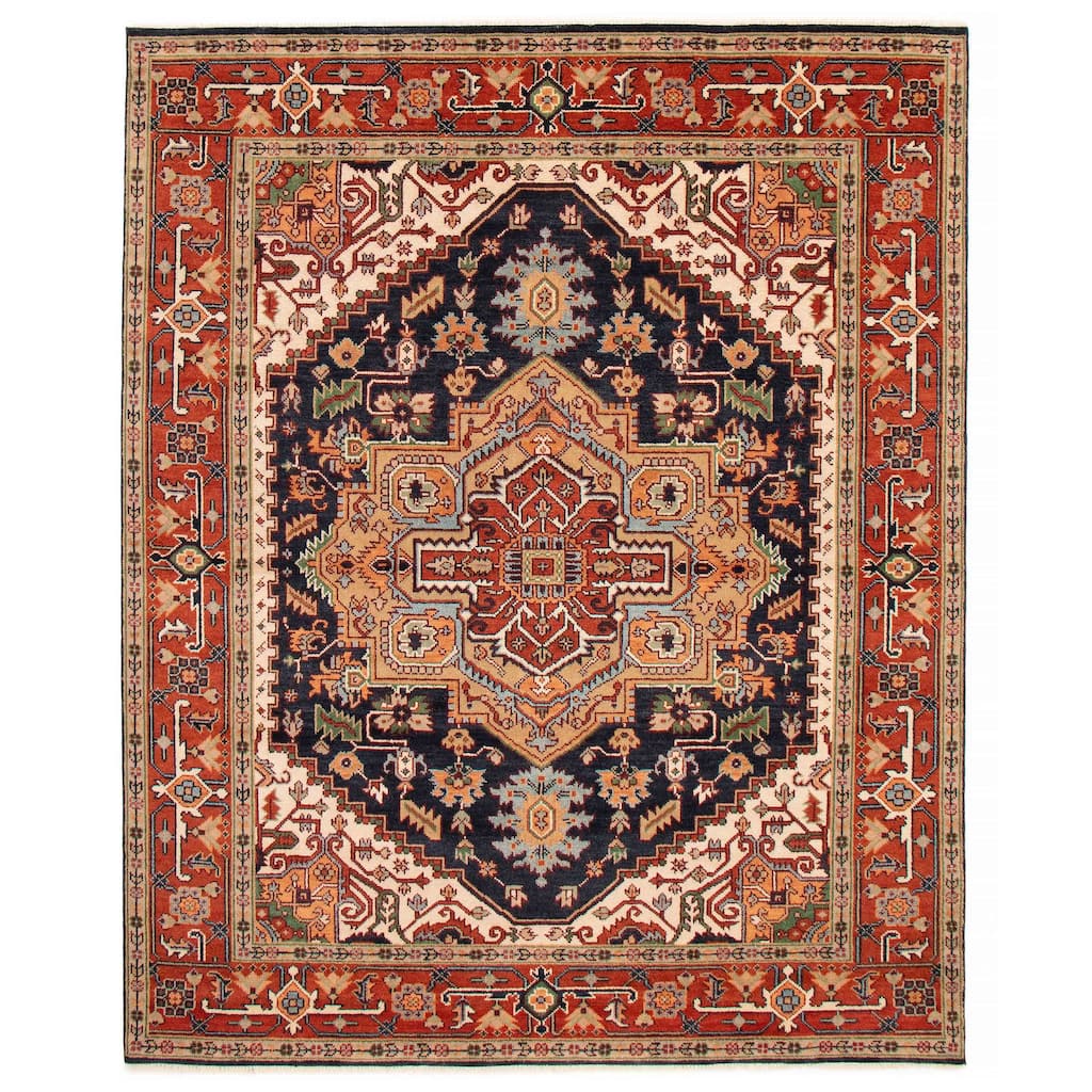 ECARPETGALLERY Hand-knotted Serapi Heritage Dark Navy Wool Rug - 8'1 x 10'0