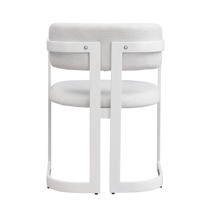 Upholstered Dining Chairs Set of 2, Fabric Armchairs with Metal Frame,