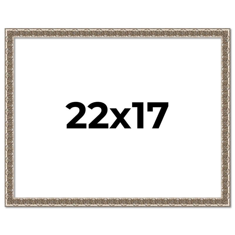 22x17 Frame Silver Versailles Ornate Solid Wood Picture Frame | 1 Inch