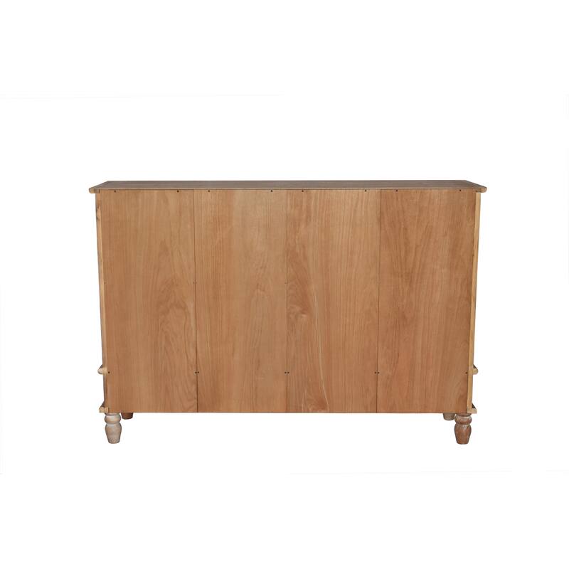 Rustic Accent Storage Cabinet with 3 Drawers & Adjustable Shelves, 4 Doors Sideboard Entryway Cabinet for Living Room Hallway
