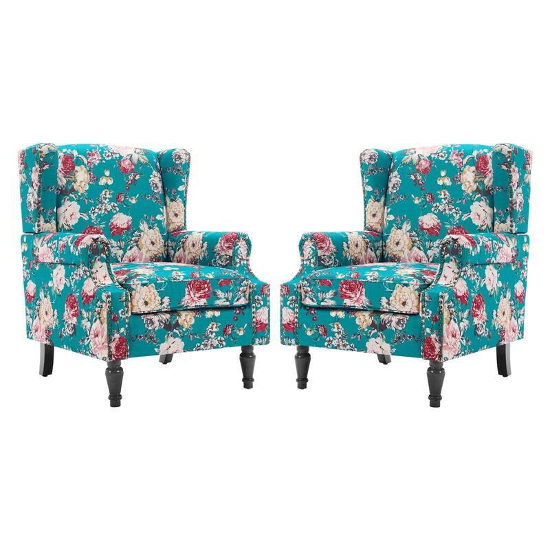 Set of 2 Patterned Upholstered Accent Chair for Living Room