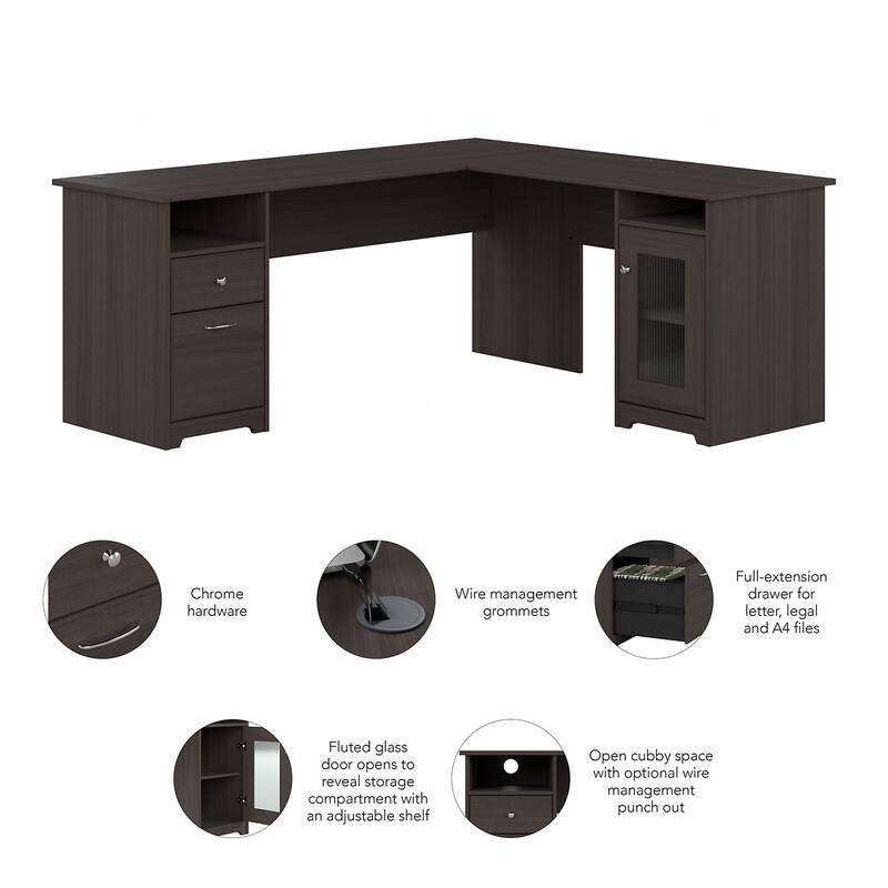 Cabot 72W L Shaped Computer Desk with Storage by Bush Furniture