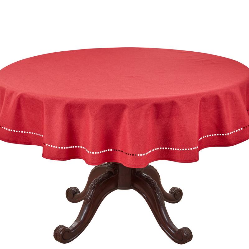 Solid Textured Tablecloth with Clean Drape, Minimal Decorative Edge, and Versatile Styling for Dining and Entertaining - 60" - Red