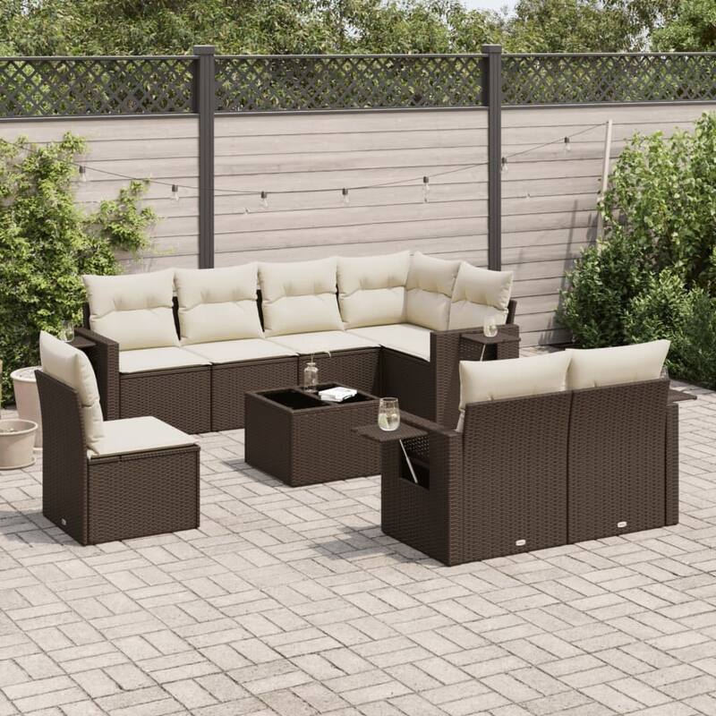 vidaXL Garden Sofa Set - Brown and cream Without table