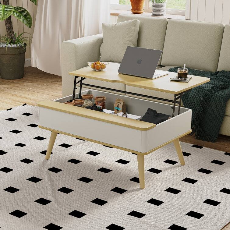Elevatelux Rectangle Lift Top Square Coffee Table With Storage 37 x 23.5''