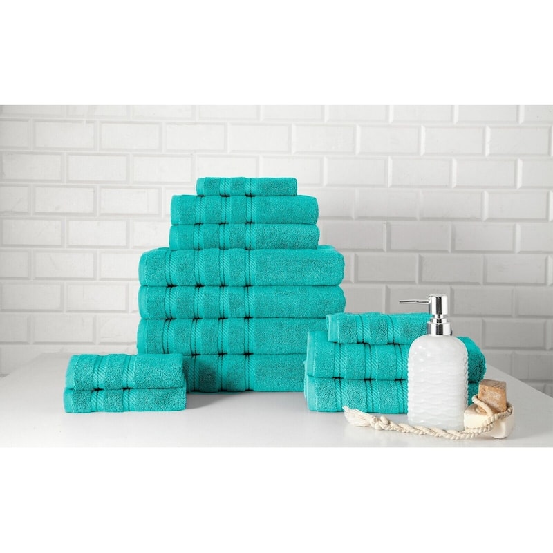 Antalya Hotel Collection Turkish Cotton Bathroom Towel 12 Pc Family Set