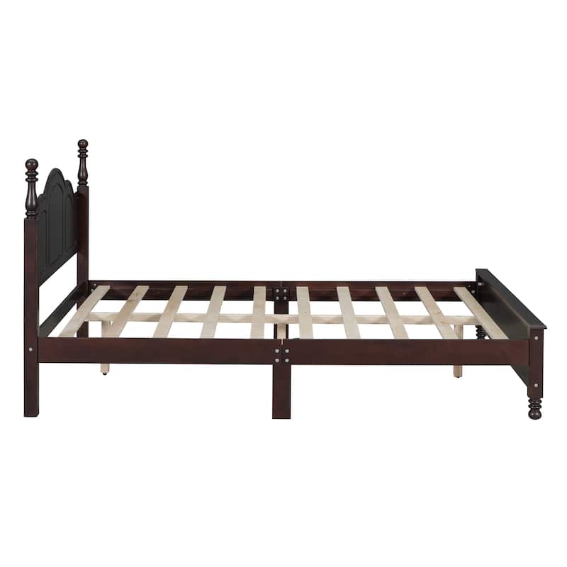 3-Pieces Bedroom Sets Rustic Platform Bed with 2 Nightstands