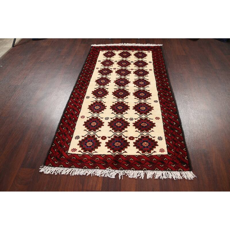 Traditional Geometric Balouch Persian Area Rug Wool Hand-knotted - 3'5" x 6'1"