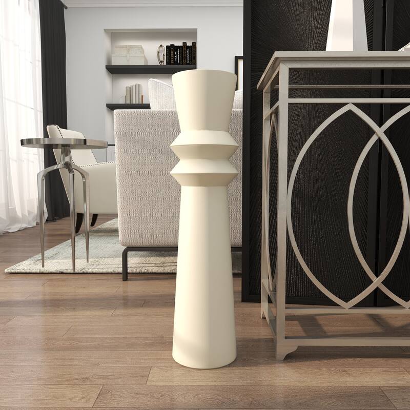 The Novogratz Cream Metal Tall Art Deco Fluted Floor Vase