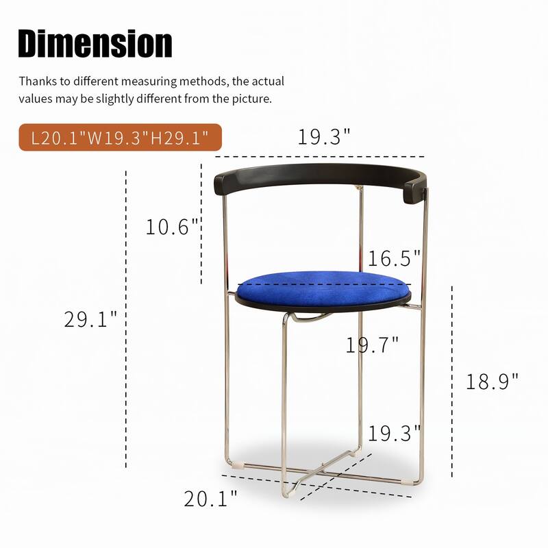 Folding Dining Chair,Chrome Frame with Wood back(Blue-1pc)