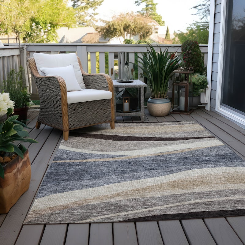 Machine Washable Indoor/ Outdoor Contemporary Deco Chantille Rug